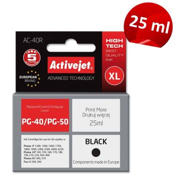 Cartus compatibil PG40 PG50 Black pentru Canon, 25 ml, Premium Activejet, Garantie 5 ani