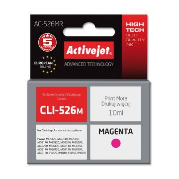 Cartus compatibil Canon CLI-526M Magenta, 10 ml, Premium Activejet, Garantie 5 ani