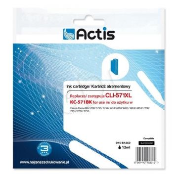 Cartus compatibil Canon CLI-571XL Black 12 ml, Actis