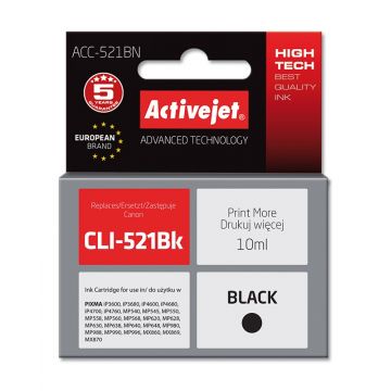 Cartus compatibil CLI-521 black pentru Canon, 10 ml, Premium Activejet, Garantie 5 ani