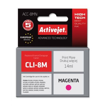 Cartus compatibil CLI-8M Magenta pentru Canon, 14 ml, Premium Activejet, Garantie 5 ani