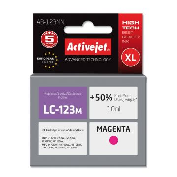 Cartus compatibil LC123 magenta pentru Brother LC-123M, Premium Activejet, Garantie 5 ani