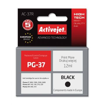 Cartus compatibil PG-37 Black pentru Canon, 12 ml, Premium Activejet, Garantie 5 ani