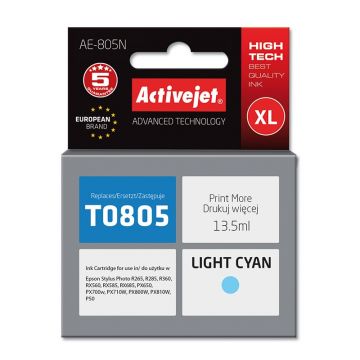 Cartus compatibil T0805 light cyan pentru Epson C13T08054010, Premium Activejet, Garantie 5 ani