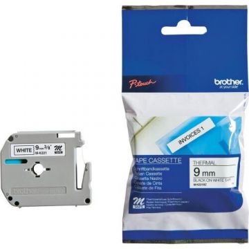 brother Etichete laminate Brother MK221BZ Black on White Tape, 9mm