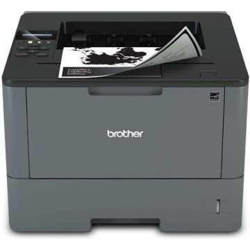 Imprimanta Laser Refurbished Monocrom Brother HL-L5200DW, Duplex, A4, 40ppm, 1200 x 1200, USB, Retea, Wireless, Toner si Drum Noi (Negru)