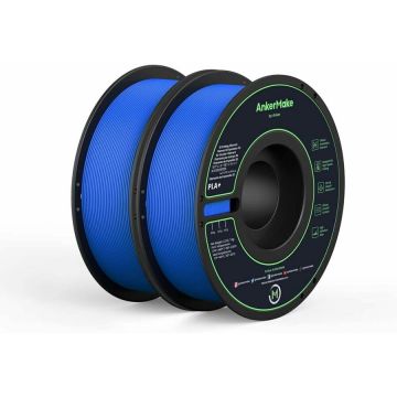 Anker Set de 2 x Filament AnkerMake PLA+ pentru imprimanta AnkerMake 3D, 2 kg, proiectat pentru imprimare de mare viteza, Albastru