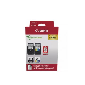 Canon pachet cartuse cearneala PG-540 /CL-541 Photo value pack, capacitate negru: 180 pagini/8ml, Color: 180 pagini / 8ml, Compatibil cu: PIXMA MG2140, PIXMA MG2150, PIXMA MG2155, PIXMA MG2250, PIXMA MG3140, PIXMA MG3150, PIXMA MG3250, PIXMA MG3550,