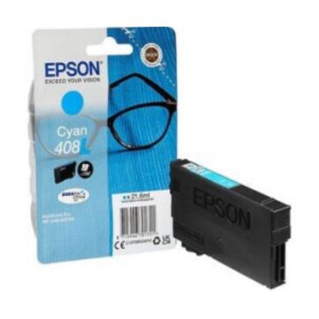 Cartus cerneala Epson 408L Ink Tank, Cyan, DuraBrite Ultra Ink,capacitate 21.6ml, 1.7k pagini, pentru WorkForce Pro WF-C4810DTWF.