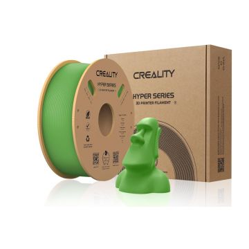 CREALITY HYPER PLA 3D Printer Filament, Green, Temperatura printare: 200-220 grade celsius, Diametru filament: 1.75mm, Tensile strength: 52.99MPa, Bending strenght:92.38Mpa Dimensiuni rola filament: Diametru 200mm, inaltime 70mm, gaura centrala 56mm,