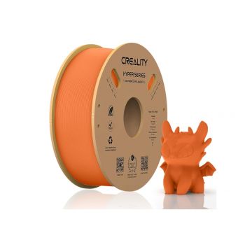 CREALITY HYPER PLA 3D Printer Filament, Orange, Temperatura printare: 200-220 grade celsius, Diametru filament: 1.75mm, Tensile strength: 52.99MPa, Bending strenght:92.38Mpa Dimensiuni rola filament: Diametru 200mm, inaltime 70mm, gaura centrala 56mm,