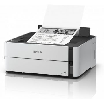 Imprimanta inkjet mono CISS Epson M1170, dimensiune A4, viteza max 39ppm, Duplex, rezolutie printer 1200x2400dpi, alimentare hartie 250 coli, interfata: USB, Ethernet, WiFi, Wi-Fi Direct, consumabile: C13T01L14A, C13T03P14A, C13T04D100, cerneala 11k