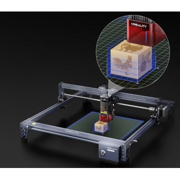 Masina gravare laser Creality CR-Falcon, precizie: 0.1mm, taiere dintr- o singura trecere max 5mm, putere laser:5W, dimensiuni suprafata lucru: 400*415mm, viteza: 10000mm/min, sursa lumina: semiconductor laser, format fisier slice: svg, png, jpg, jpeg,