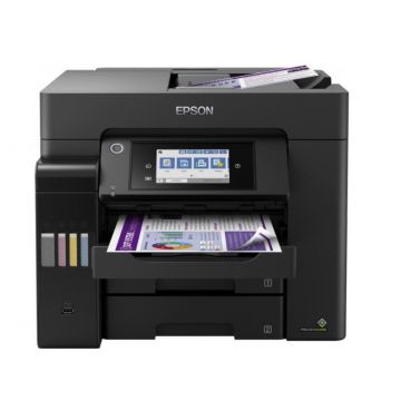 Multifunctional inkjet color CISS Epson L6570, dimensiune A4 (Printare, Copiere, Scanare, Fax), viteza 32 ppm alb-negru, 32ppm color, rezolutie 4800x1200 dpi, alimentare hartie 550 coli, scanner CIS rezolutie 1200x2400 dpi, DADF, fax memorie 550 pagini,