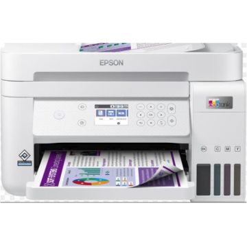 Multifunctional inkjet color Epson EcoTank CISS L6276, culoare alb, dimensiune A4 (Printare,Copiere, Scanare), printare borderless, viteza 33ppm alb-negru, 20ppm color, rezolutie 4800x1200 dpi, alimentare hartie 250 coli,ADF 30 coli, duplex automat