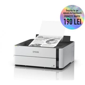 Imprimanta Epson EcoTank M1180, inkjet, monocrom, A4, Wi-Fi, Bluetooth Duplex (Alb) Imprimanta Epson EcoTank M1180, inkjet, monocrom, A4, Wi-Fi, Bluetooth Duplex (Alb)