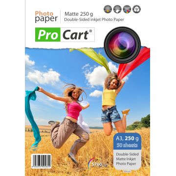 Hartie Foto dual side, format A3, 250g, mata, top 50 coli