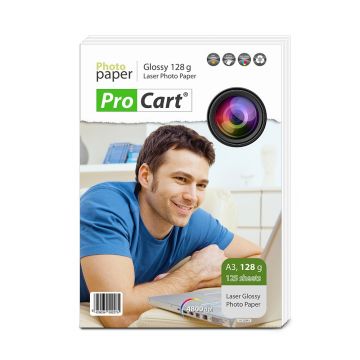 Hartie foto laser Glossy 128g format A3 pachet 125 coli pentru flyere