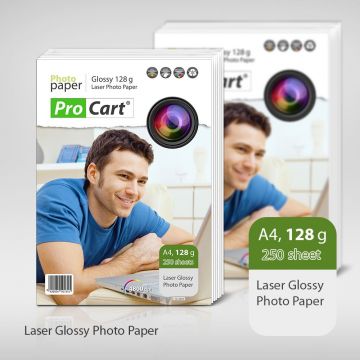 Hartie Foto Laser Glossy 128G format A4 pachet 250 coli pentru flyere