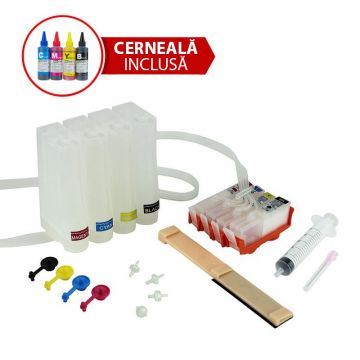 Sistem de alimentare continua CISS HP364 cu 4 cartuse cu cerneala Dye