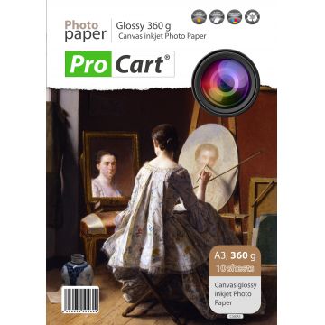 Hartie foto canvas 360g, glossy, 10 coli A3