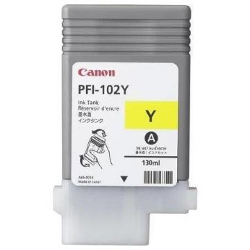 Canon Dye Ink Tank PFI-102 Yellow, For LP17, LP24, iPF500, iPF6X0, iPF7X0, 130ml