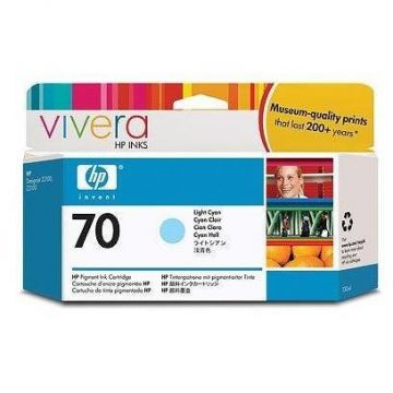 HP C9390A INK 70 CARTRIDGE Light Cyan with Vivera Ink 130ml C9390A