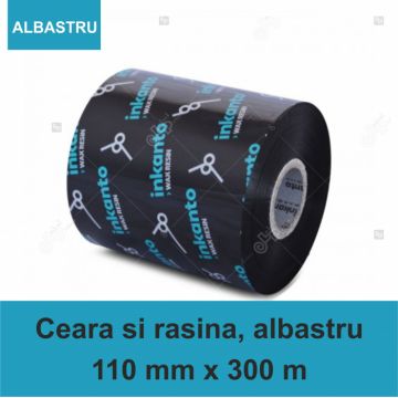 Ribon ARMOR Inkanto APR560B , ceara si rasina (waxresin), albastru, 110mmx300M, OUT