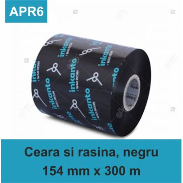 Ribon ARMOR Inkanto APR6, ceara si rasina (waxresin), negru, 154mmx300M, OUT