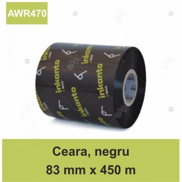 Ribon ARMOR Inkanto AWR470, ceara (wax), negru, 83mmX450M, OUT