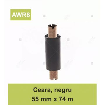Ribon ARMOR Inkanto AWR8, ceara (wax), negru, 55mmX74M, OUT